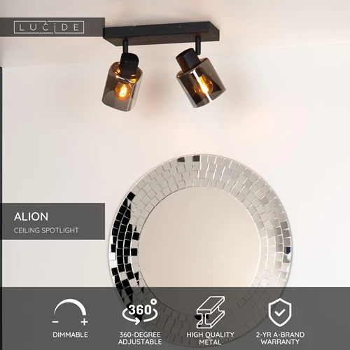 Lucide ALION - Ceiling spotlight - 2xE14 - Black - USP